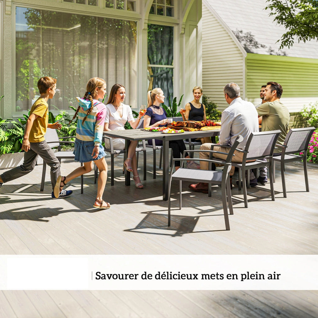Tavolo da Giardino Allungabile 240x90x74 cm 6 - 8 Persone Struttura in acciaio Grigio