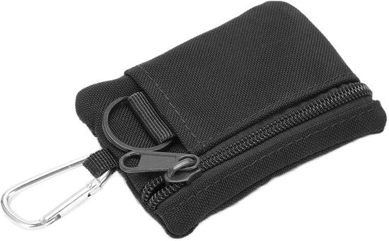 Portafoglio mini EDC per uomini, portafoglio esterno mini per uomini, tasca EDC con cerniera, per campeggio, escursioni, ciclismo (10,5 x 8 x 1,5 cm) (nero)