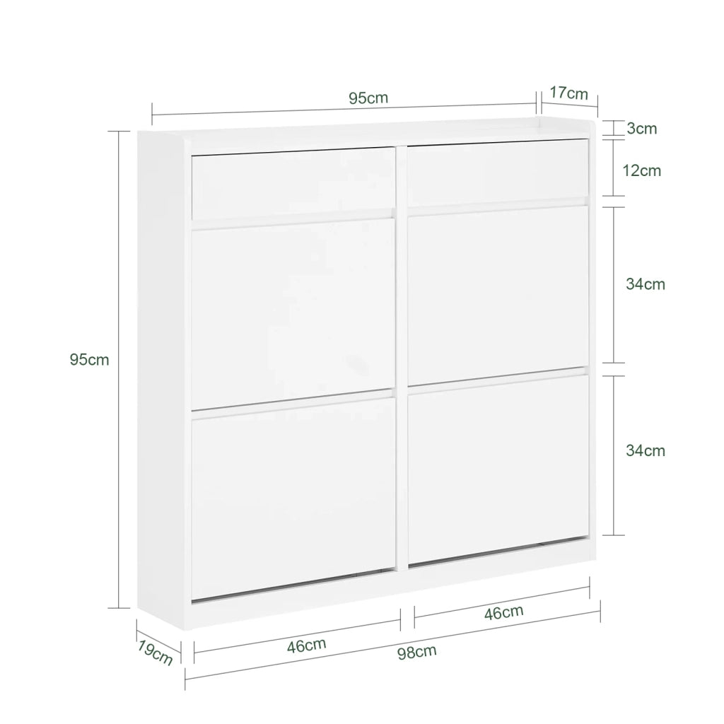 Scarpiera salvaspazio Slim Portascarpe regolabili con cassetti Bianco 98x19x95cm FSR169-W
