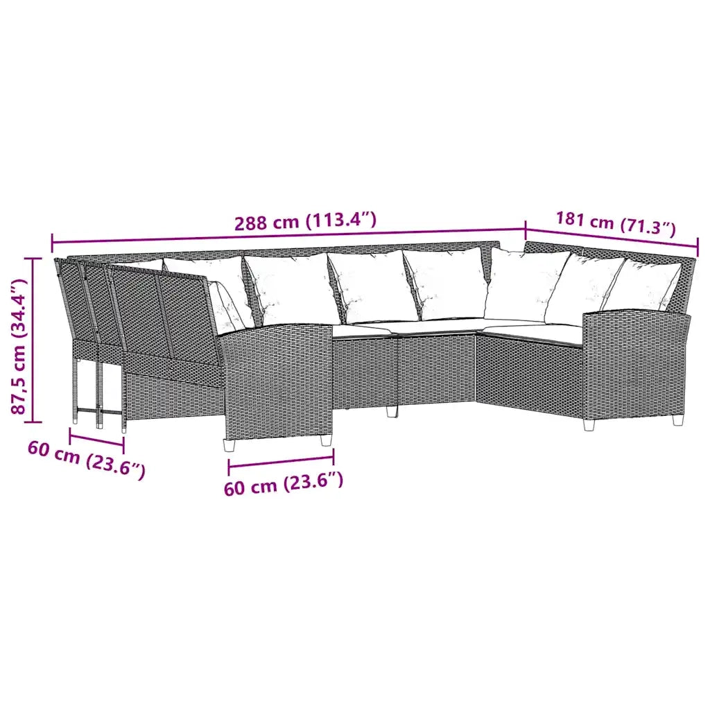 Divano da Giardino con Cuscini in Polyrattan Grigio 3365335