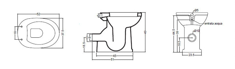 Vaso/Bidet in ceramica completo di erogatore scarico a muro - Bianco