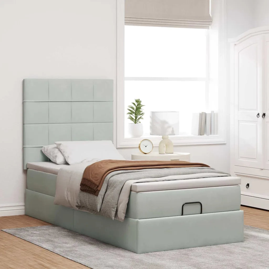 Struttura Letto Pouf con Materassi 90x200 cm in Velluto 3313445