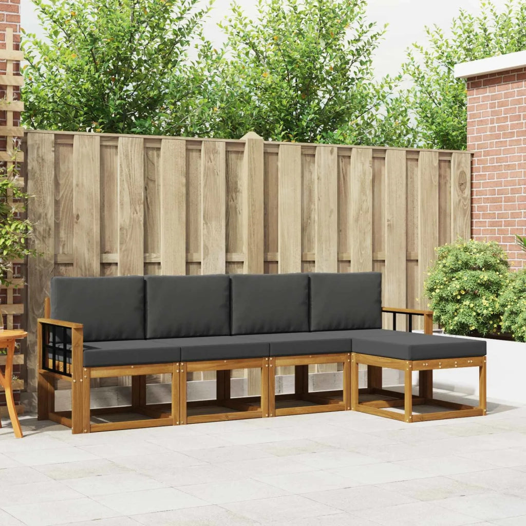 Set di divani da esterno con cuscino 5 pcs Naturale e Antracite