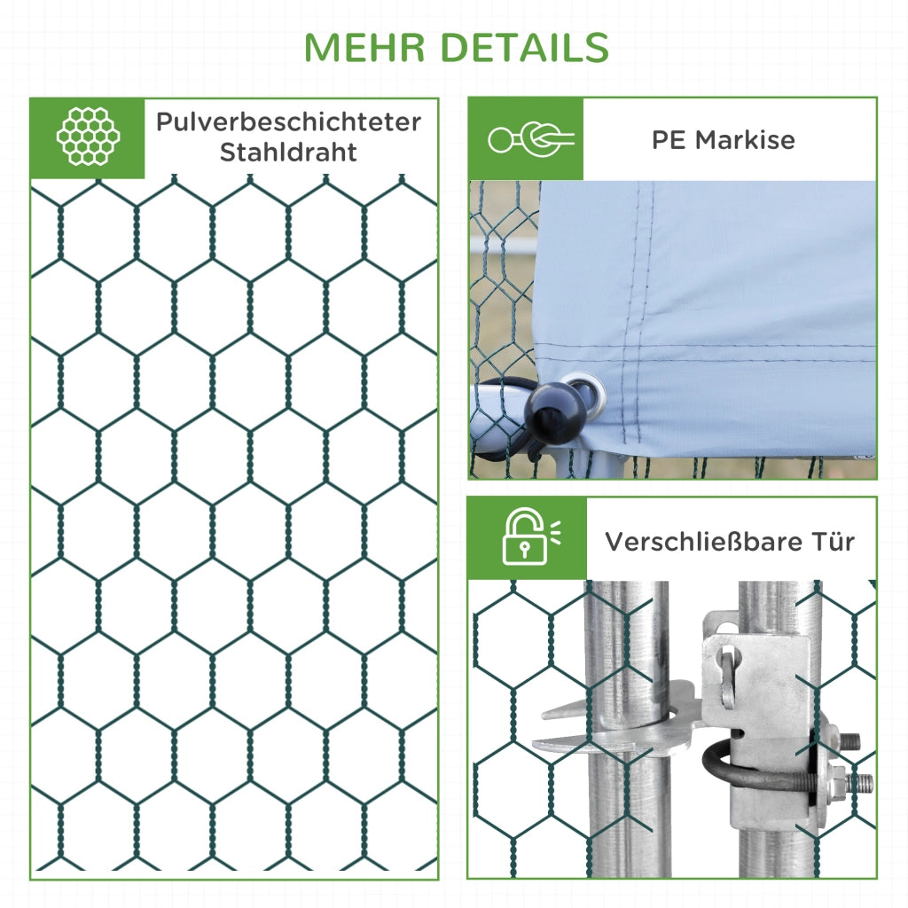 Pollaio con tettoia e recinto ¨C zephmum ¨C grigio 3x2x2 m
