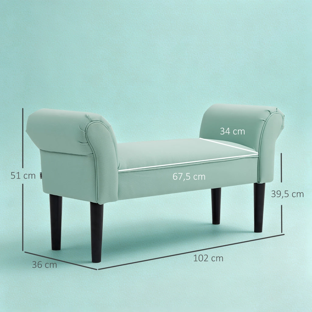Panca imbottita per camera da letto ¨C Xylo ¨C tessuto velluto verde 102x36x51 cm