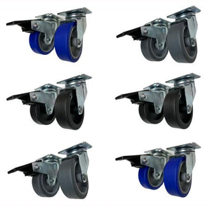 Ruote piroettanti per mobili rotelle Girevoli con Piastra per Carrelli 40 mm Senza Freno BLU