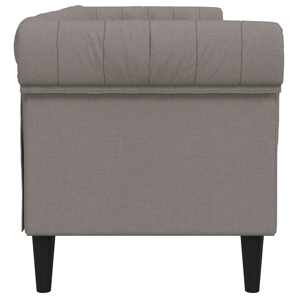 Divano Chesterfield a 3 Posti-Sofa 3 Posti-Divanetto Tortora in Tessuto