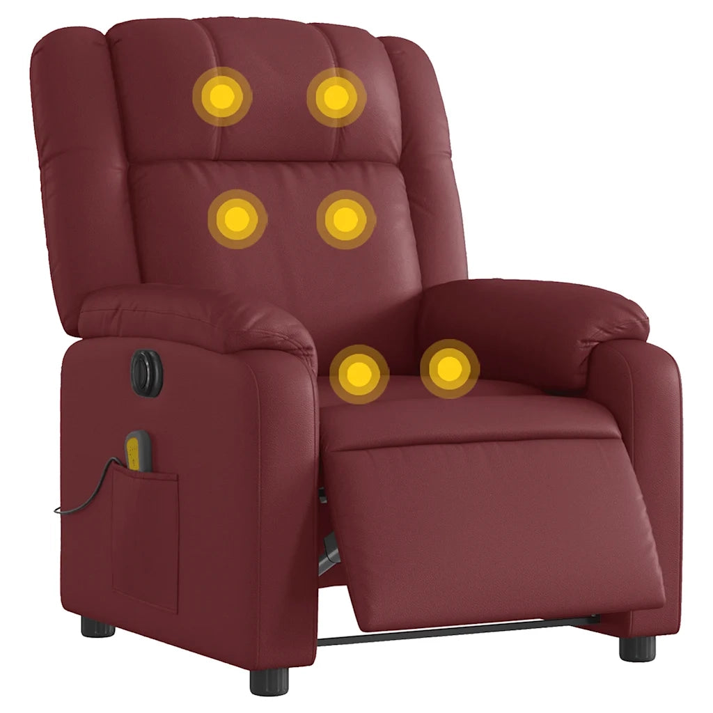 Poltrona Massaggiante | Sedia Relax Reclinabile Rosso Vino in Similpelle