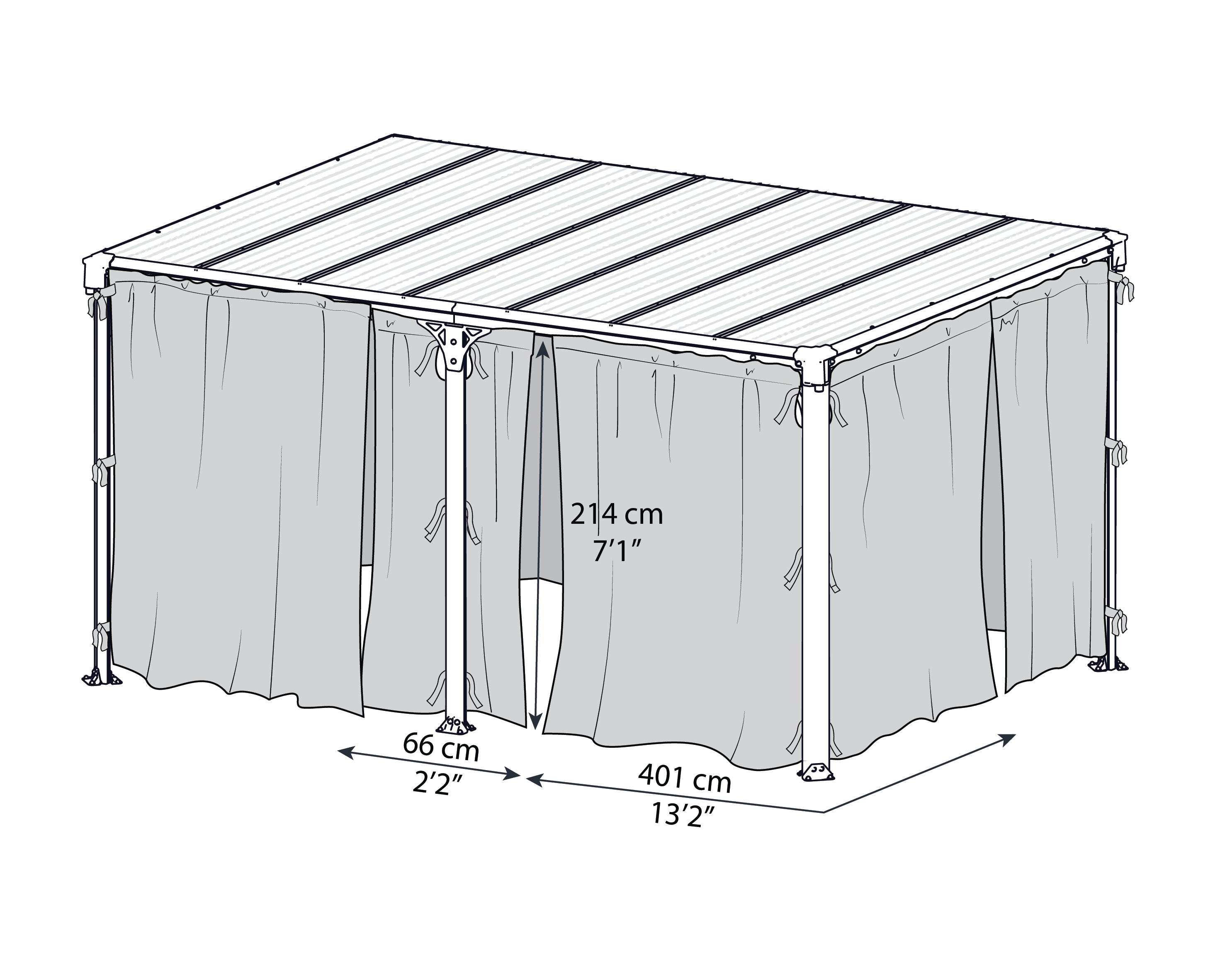 Set Di Tende Per Gazebo Martinique 4.7X2.2 m
