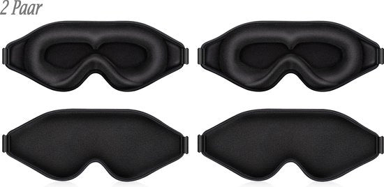 Slaapmasker 2 pezzi - 3D Oogmasker Luxe - Adatto a Uomini e Donne - 100% Oscurante - Felpa Respirante con Memory Foam - 3D Ergonomico - Oog Masker - Oogmasker Slaap - Regolabile