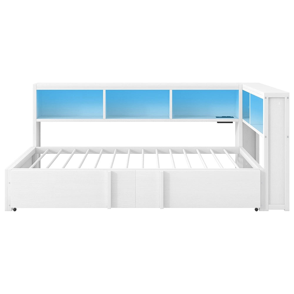 Letto giorno metallico 90x200cm?- Xylo - contenitore LED USB bianco