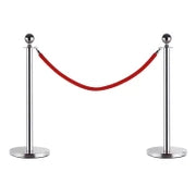 Outsunny Transenne Elimina Separacode Paletti di Delimitazione con Corde Rosso Acciaio Inox Ф32 x 95CM Argento