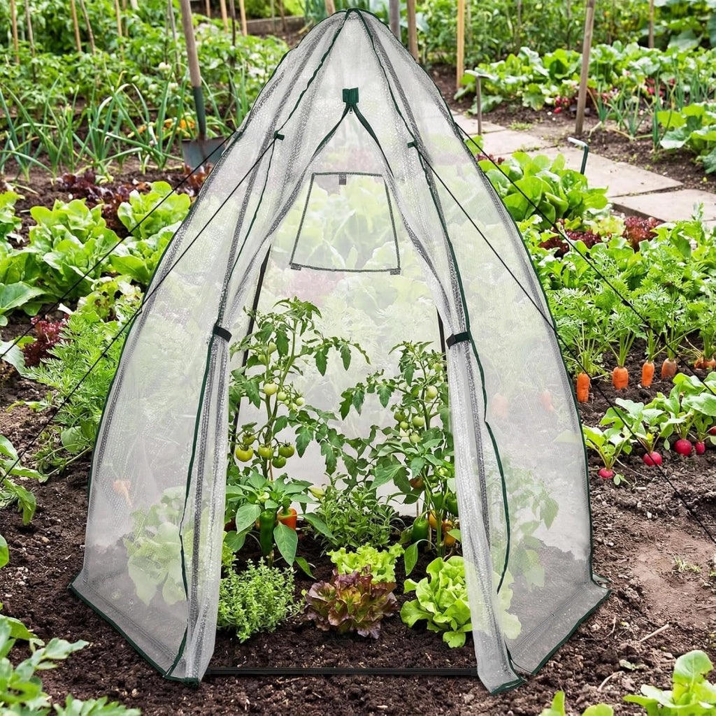 Mini Serra da Giardino 160 x 139 x 182 CM, Serra a Cupola Piccola da Esterno con Copertura in PE a Bolle Pesante, Porta con Cerniera, Finestra a Rete, Copertura del Pavimento