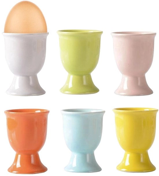 Set di contenitori per uova in porcellana a 6 pezzi colorati