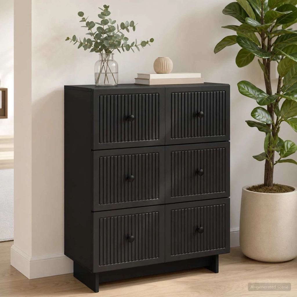 Mobile con Cassetti Nero 66 x 34,5 x 90 cm Legno ingegnerizzato 893916