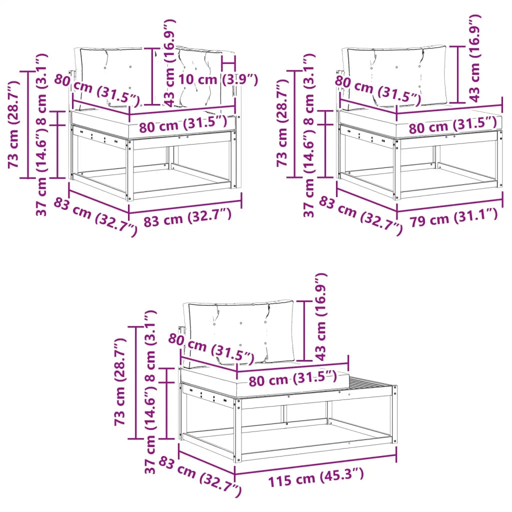 Set di divani da esterno Bianco 277,5 x 198,5 x 73 cm
