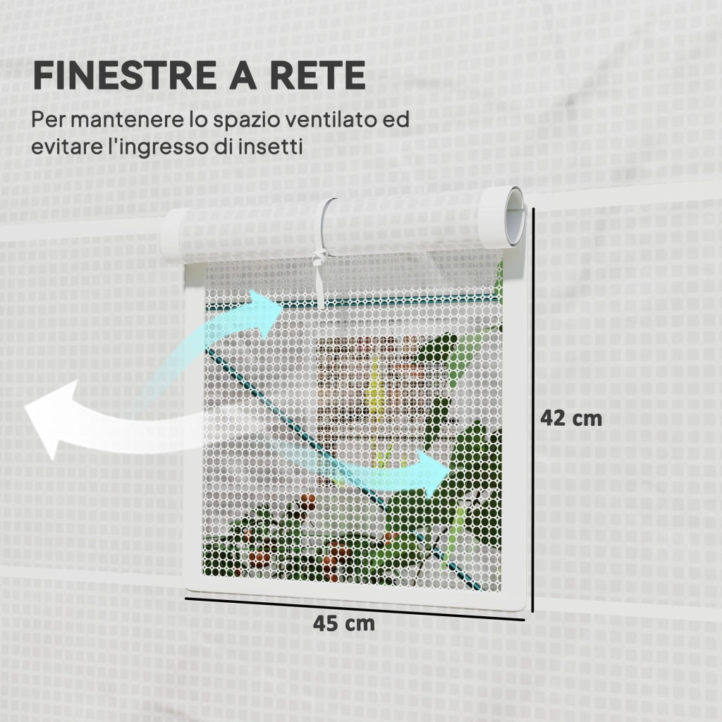 Serra da Giardino a Tunnel 2,5x2x2 m con Telaio in Acciaio e 4 Finestre in PE Bianco