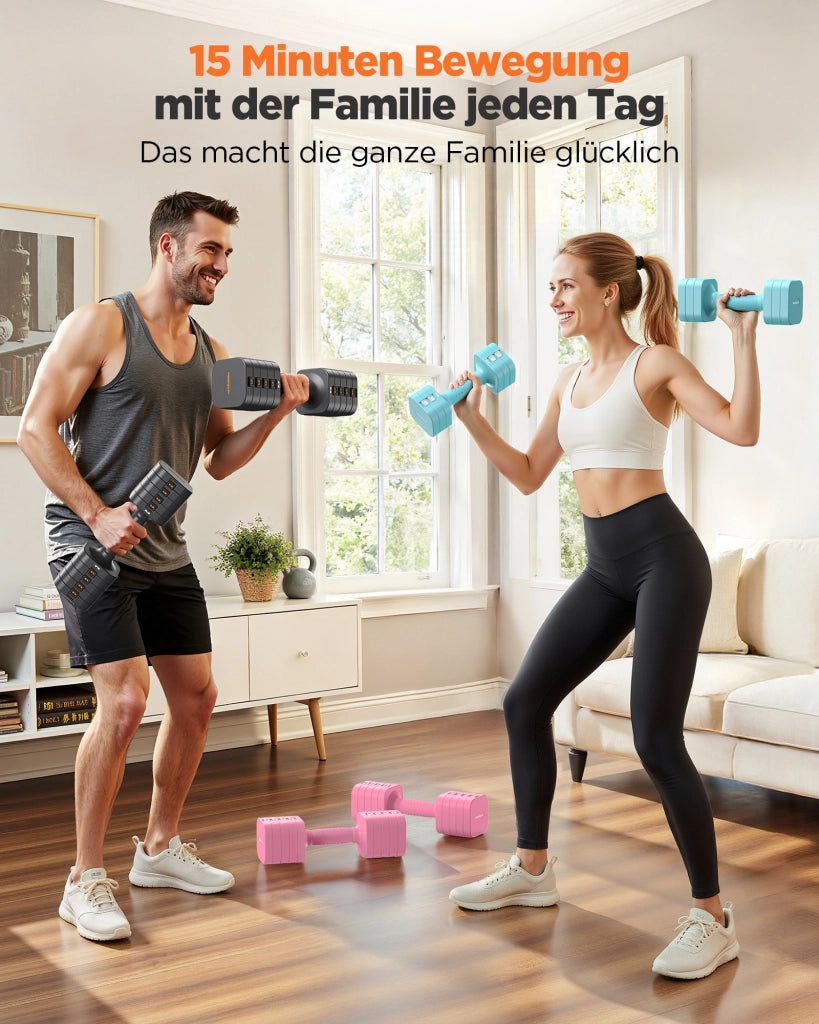 Set Manubri Regolabili 5-in-1 ¨C Xylo ¨C 9 kg, 2 Pezzi per Home Gym e Allenamento Esterno