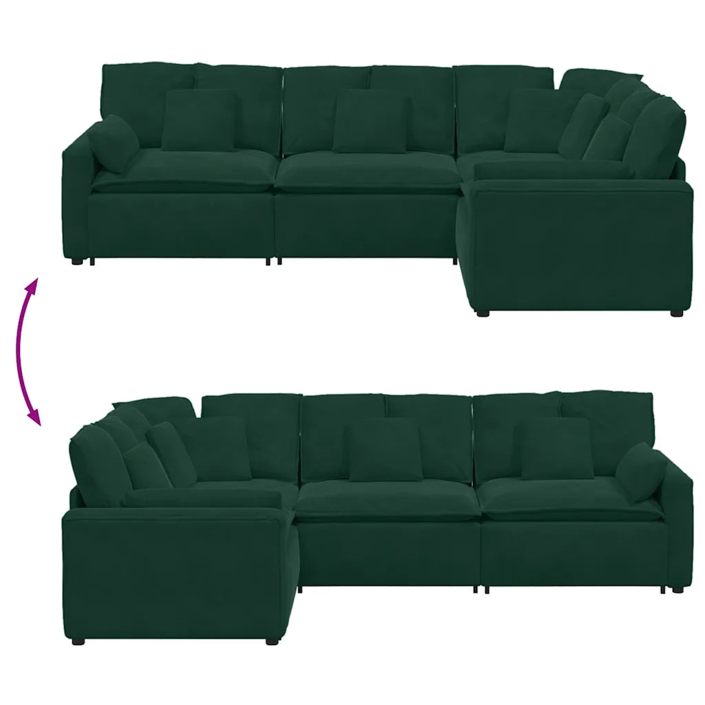 Divano Modulare con Cuscini in Velluto Verde Scuro 3321161