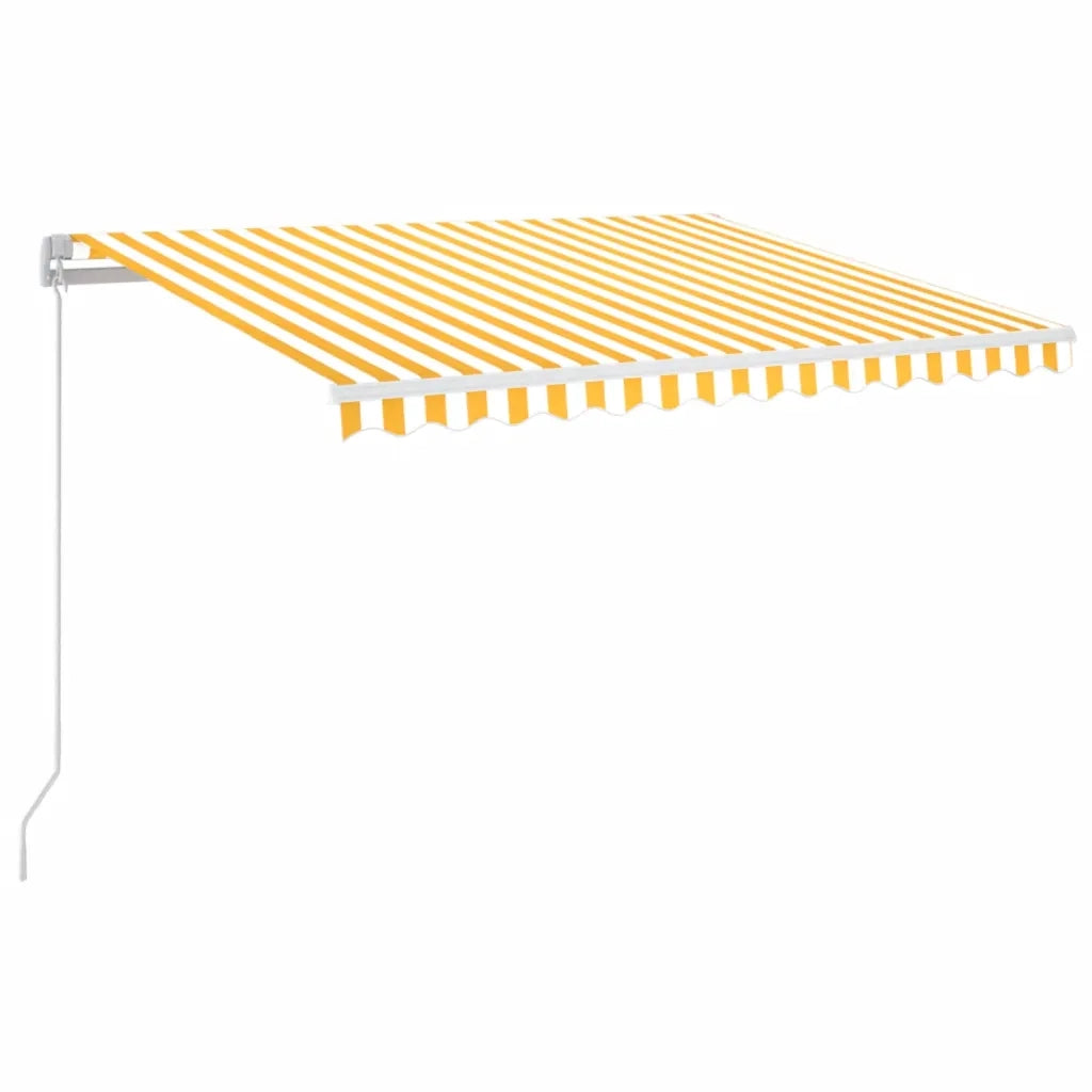 Tenda da Sole Retrattile Manuale LED-Tenda parasole per Patio 350x250 cm Gialla e Bianca 200742