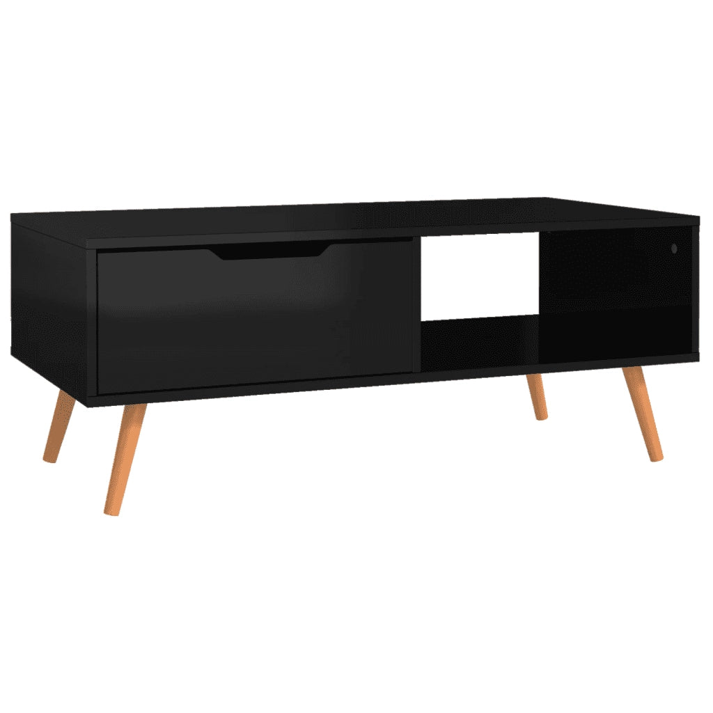Tavolino Salotto Nero Lucido 100x49,5x43 cm Legno Multistrato 326793