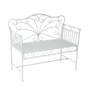 PANCHINA IN FERRO BIPOSTO DA GIARDINO STILE ROMANTICO 109.5X51X95.5 CM BIANCO