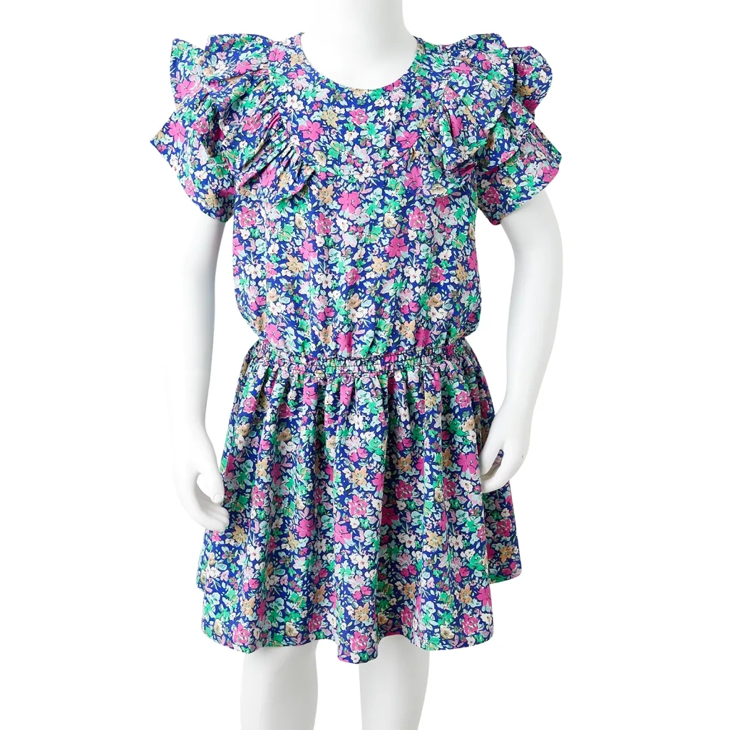Abito da Bambina con Maniche a Volant Blu Cobalto 92 CFW2976354