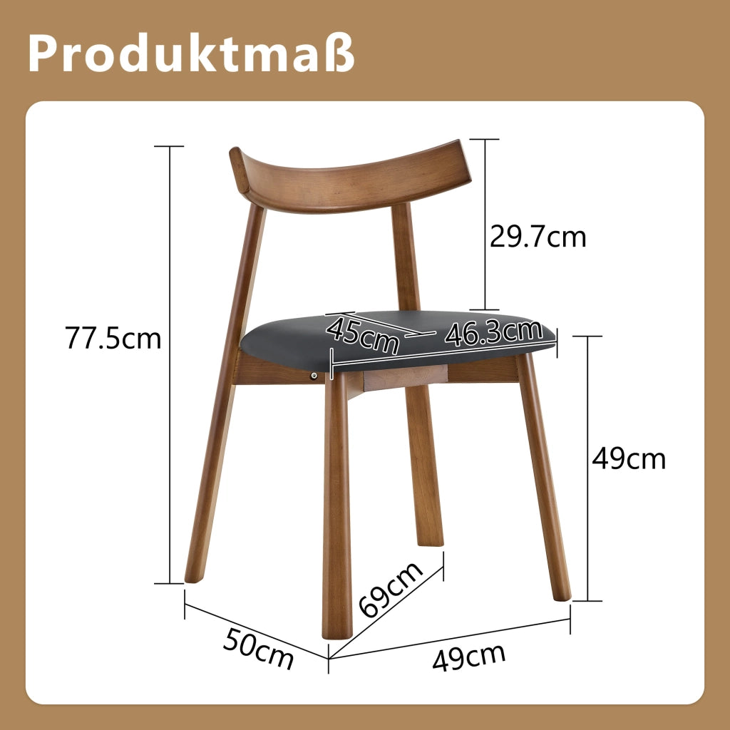 Set 2 sedie da pranzo scandinave in legno con seduta imbottita, nero