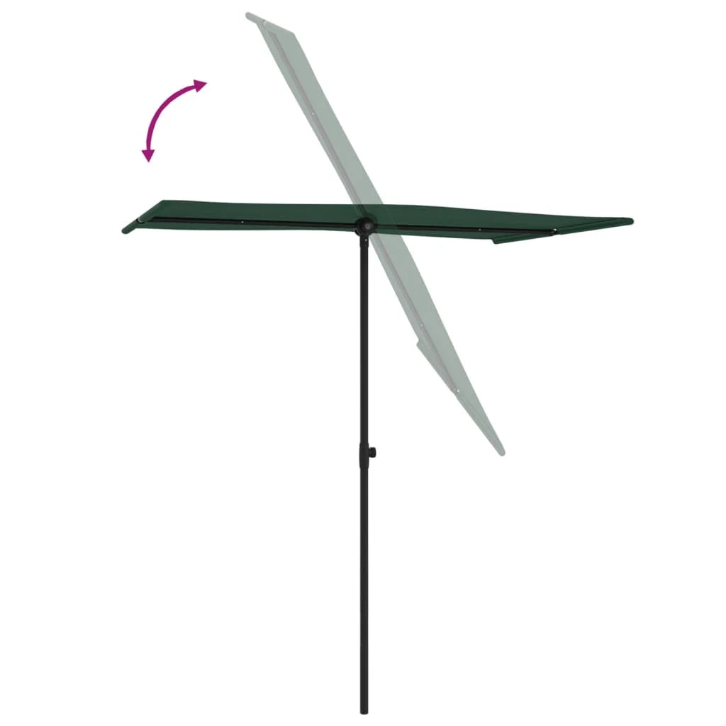 Ombrellone da giardino per esterni con palo in alluminio 180 x 130 cm verde 02_0008216