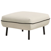 Ottomano poggiapiedi in tessuto beige chiaro imbottito metallo gambe nere poggiapiedi quadrato imbottito bordi decorativi neri Retro Glam
