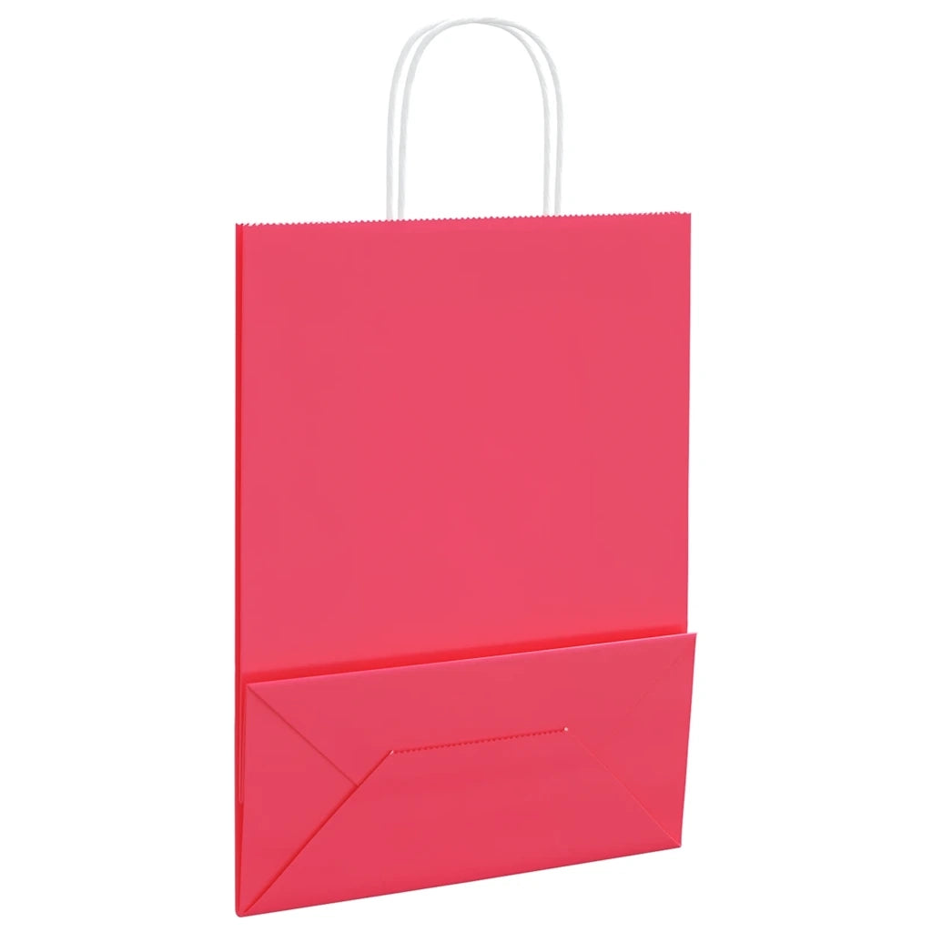 Sacchetti di Carta 250 pz con Manici Rosa 26x12x35 cm