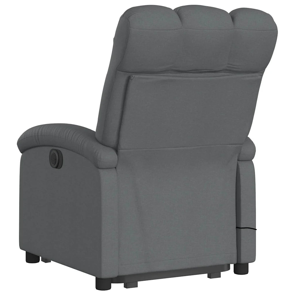 Divano Sedia-Poltrona Alzapersona Massaggi Reclinabile Grigio Scuro Tessuto 593871