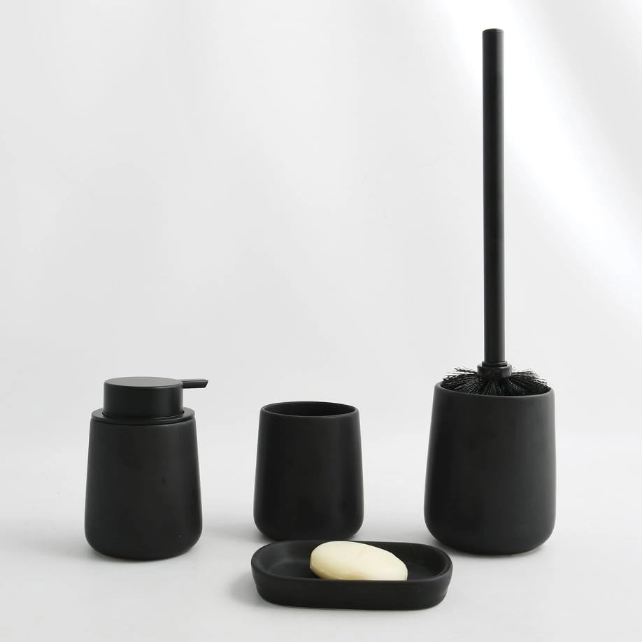 PORTA SCOPINO MAONIE CON SUPPORTO IN CERAMICA- Nero Opaco- SPIRE- pezzi 1