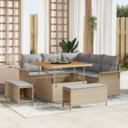 Set Divano da Giardino con cuscino 8 pcs Beige polyrattan