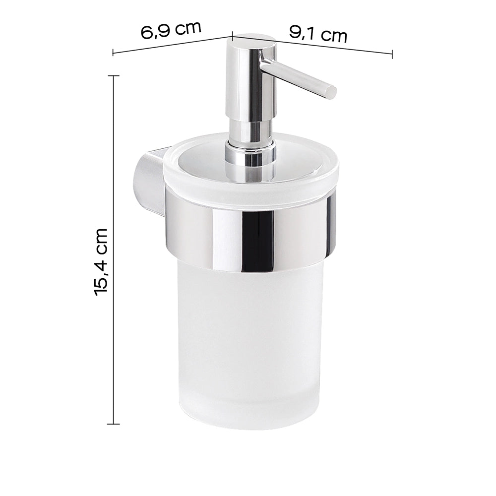 Dispenser dosasapone a muro Gedy in vetro satinato e ottone cromato | Pirenei