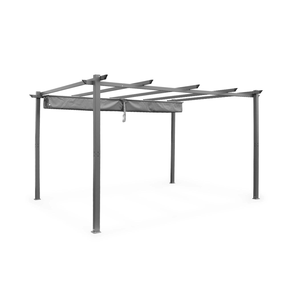Pergola 3x4m in alluminio telo scorrevole, grigio