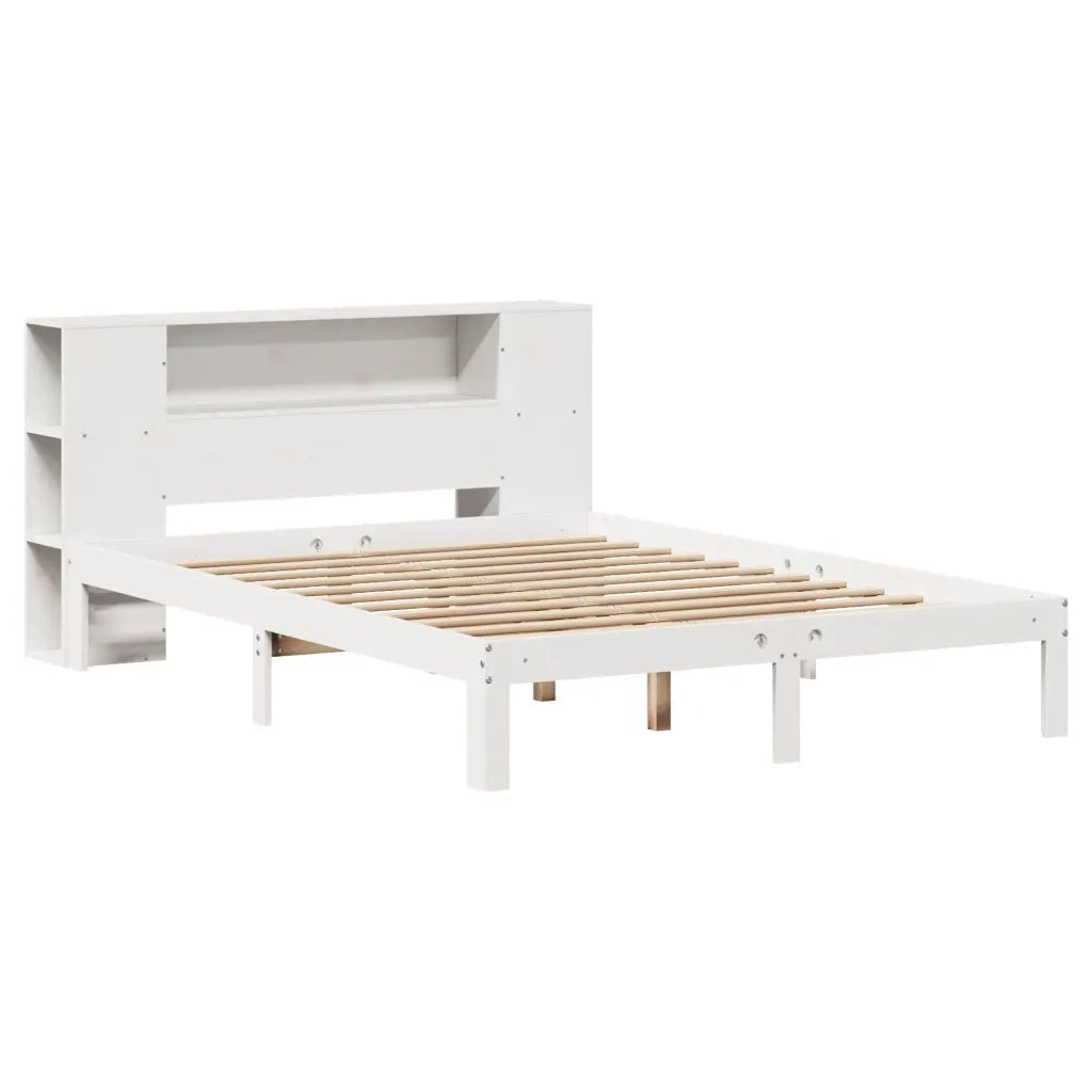 Letto matrimoniale | Letto per adulti | Letto Libreria senza Materasso Bianco 150x200 cm Legno di Pino