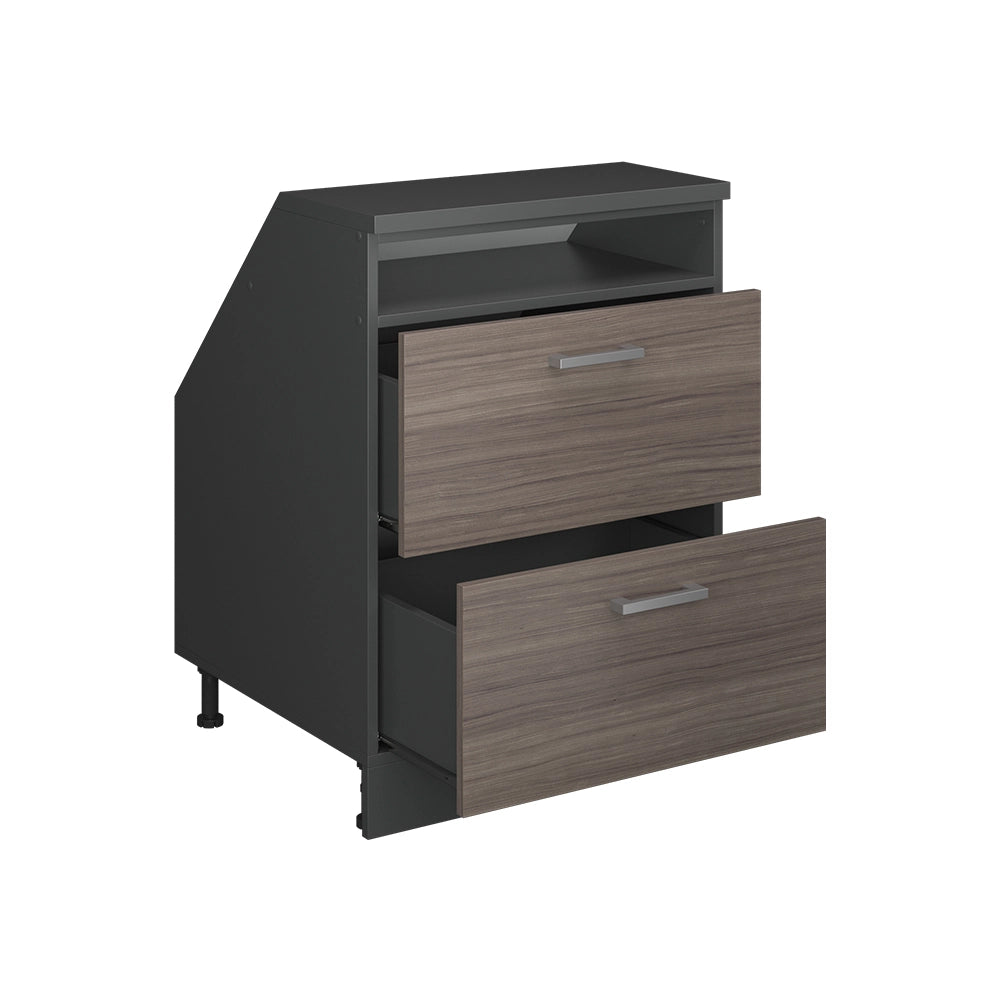 Mobile cucina sottotetto R-Line Grigio nobile/Antracite 60 cm con 2 cassetti, carcassa 60 cm profondità Vicco