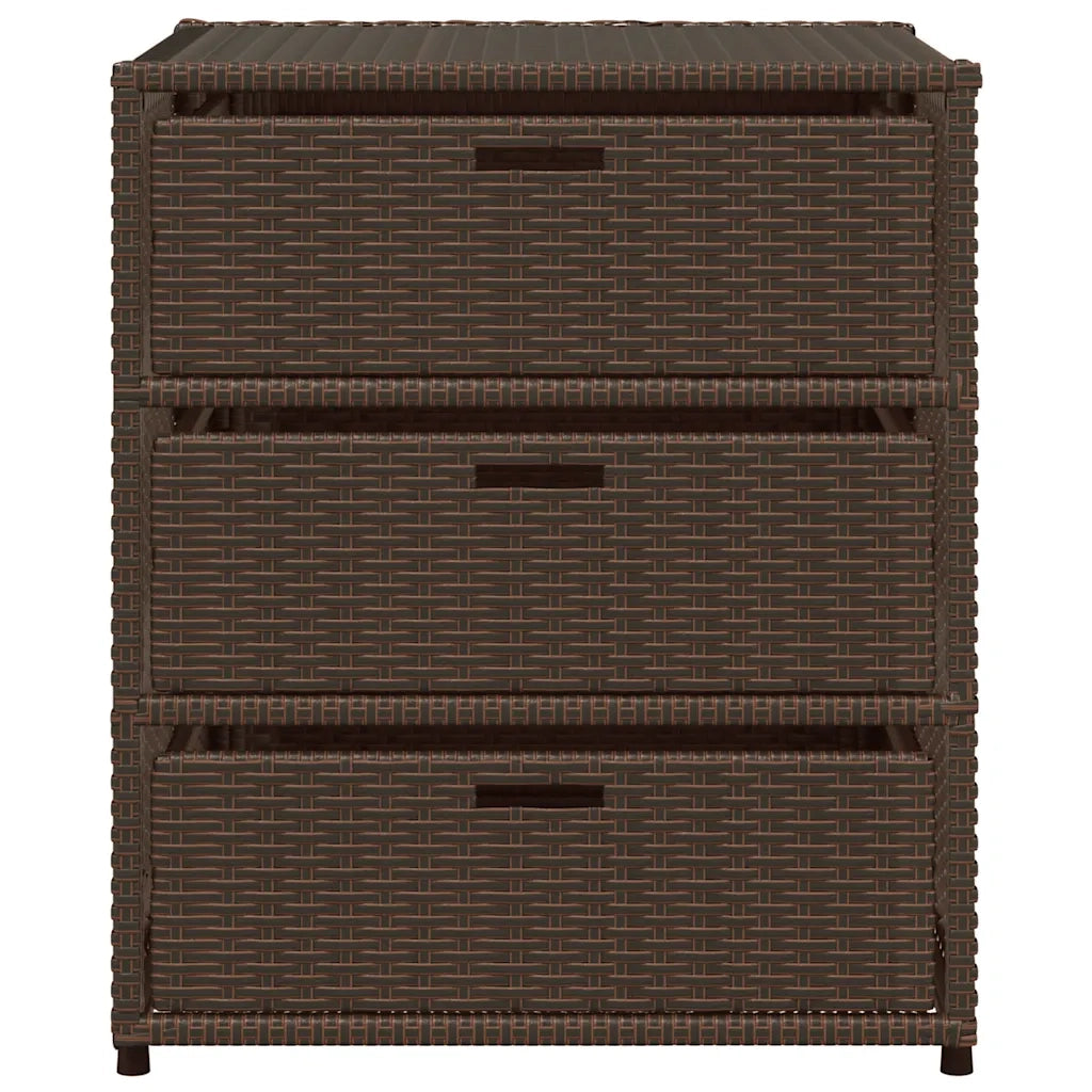 Armadietto Portaoggetti Giardino Marrone 55x59x69cm Polyrattan 365556