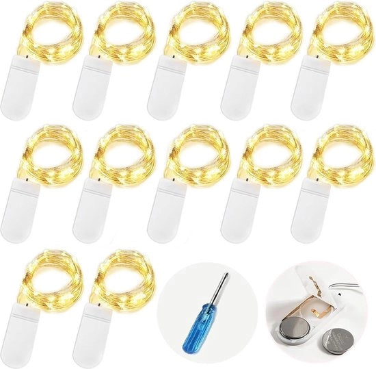 Decorazione di Natale a LED 12 pezzi catenella di luce esterno-interno bianco caldo per bambini Natale