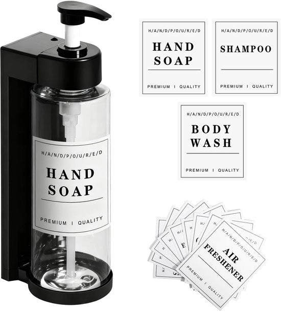 Dispensatore di sapone da parete 500 ml - Kit di dispensatori di sapone - Dispensatore di sapone per cucina - Dispensatore di sapone per doccia - Dispensatore di sapone con superficie ruvida - Etichetta acqua resistente