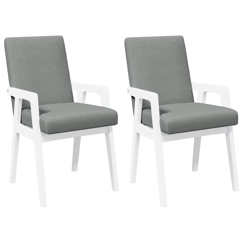Sedie da Pranzo con Cuscini 2 pz Bianco Legno Massello di Hevea 4102484