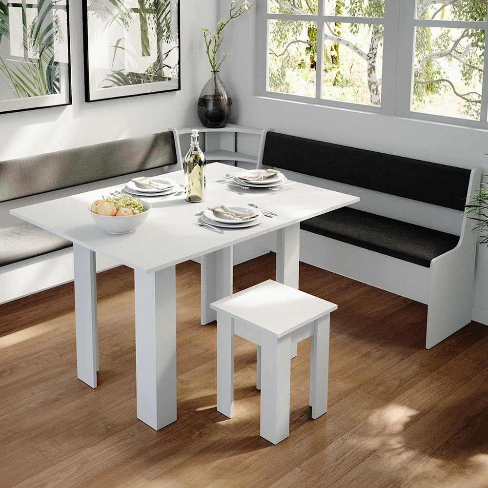 Vicco Panca ad angolo Roman, Bianco, 41.5 x 136.6 cm, adatto per soluzioni angolari salvaspazio nella zona pranzo
