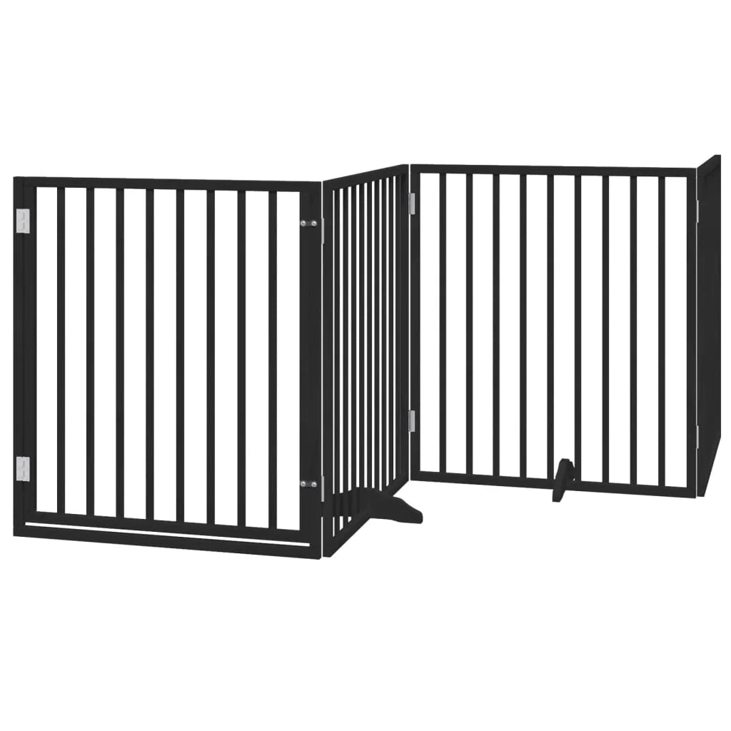Cancelletto di sicurezza per animali domestici porta pieghevole 6 pannelli legno di pioppo nero 02_0023222