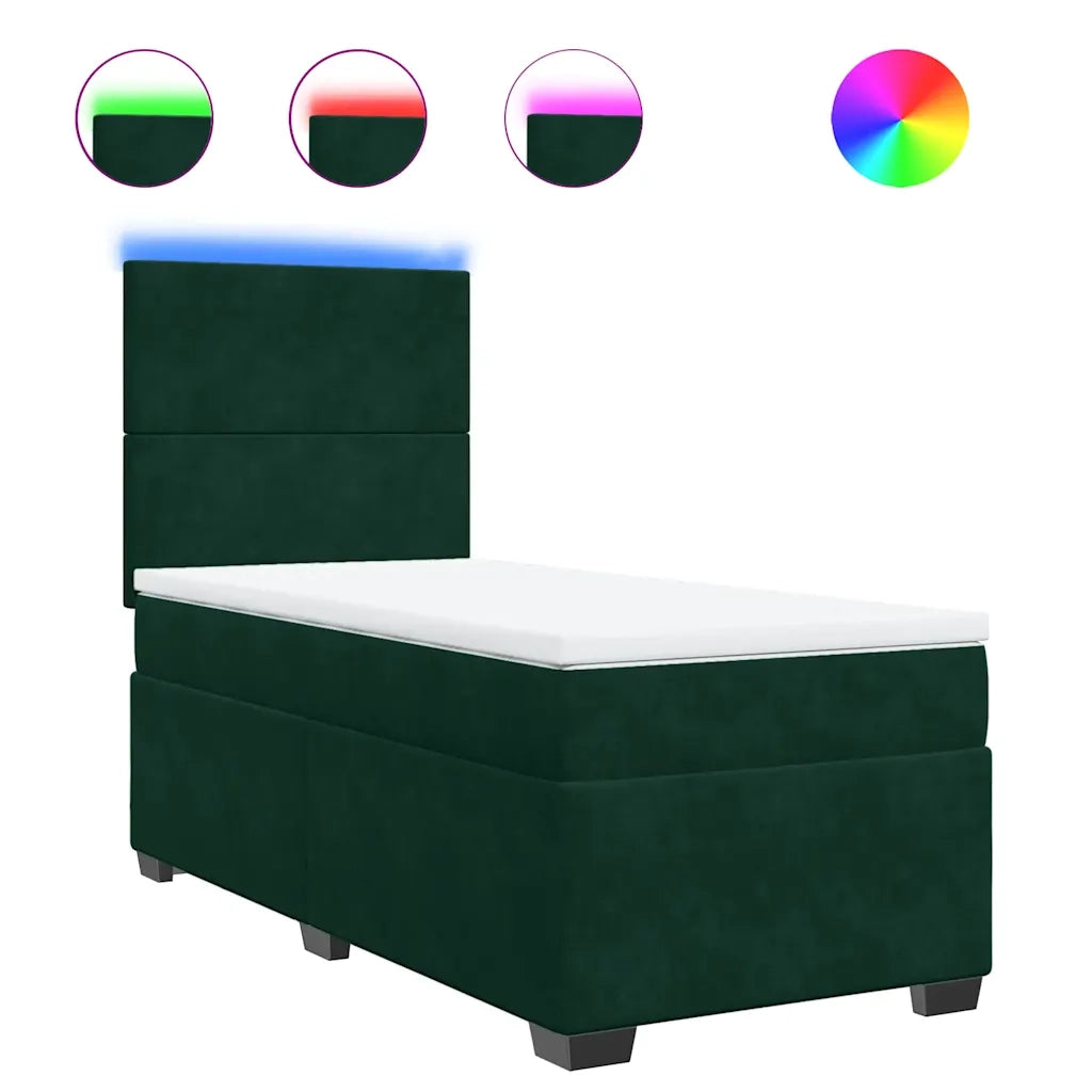 Giroletto a Molle con Materasso Verde Scuro 90x190 cm Velluto