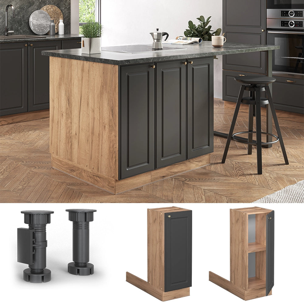 Vicco Isola cucina Antracite-oro 30 cm senza piano di lavoro