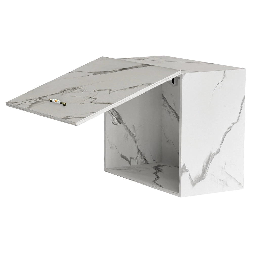 Pensile Cucina con Anta a Ribalta 60x32x49 cm in Legno Bianco Effetto Marmo