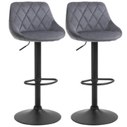 Set 2 Sgabelli da Bar Regolabili ¨C Zephmum ¨C Grigio e Nero, Finta Pelle e Metallo, 46x48x83-104cm