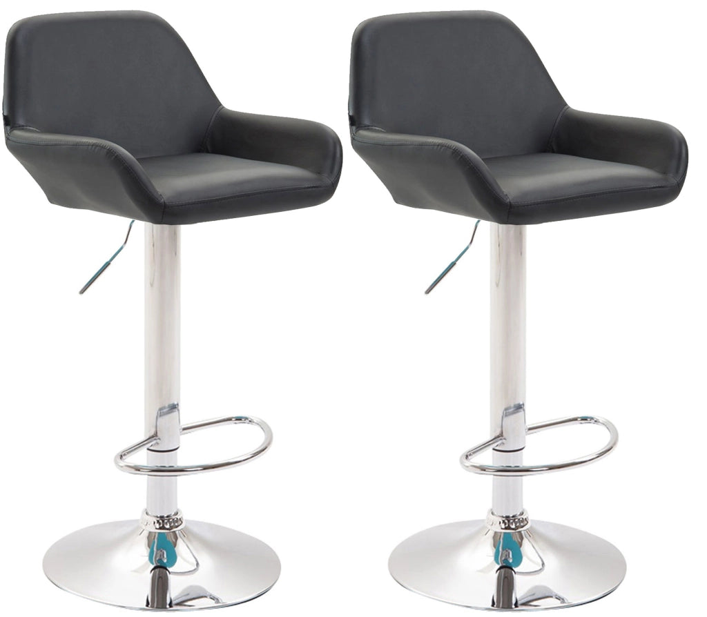 Set 2 Sgabelli Bar Braga In Similpelle nero,cromo
