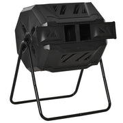 EasyComfort Compostiera da Giardino Girevole a 2 Sezioni con 8 Prese d'Aria, Compostiera Domestica in Acciaio e PP, 160 L, per Compostaggio Rifiuti Organici, 71x65x96 cm, Nero